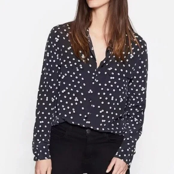 NWT Equipment Signature in Eclipse Tennis Ball Silk Button Down Shirt M - Picture 5 of 6